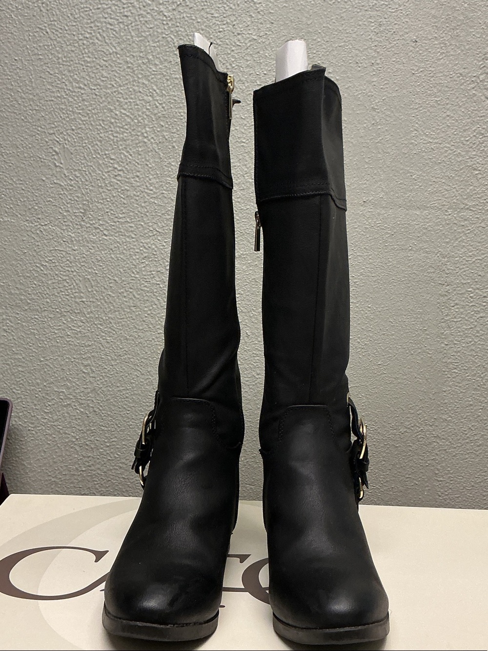 Cato Black Over-The-Knee Buckle Boots Sz 7W, worn 1 time. In box 3028